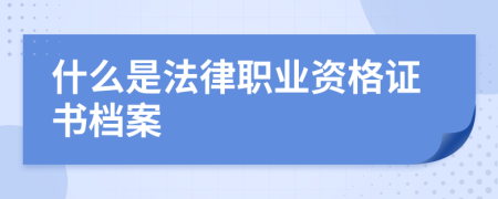 什么是法律职业资格证书档案