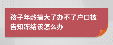 孩子年龄搞大了办不了户口被告知冻结该怎么办