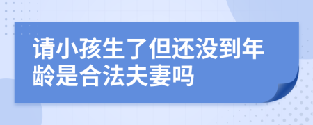 请小孩生了但还没到年龄是合法夫妻吗