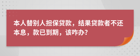 本人替别人担保贷款，结果贷款者不还本息，款已到期，该咋办？