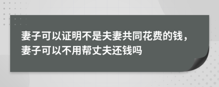 妻子可以证明不是夫妻共同花费的钱，妻子可以不用帮丈夫还钱吗