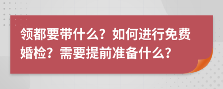 领都要带什么？如何进行免费婚检？需要提前准备什么？