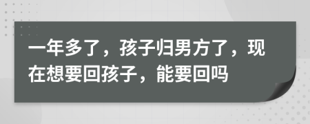 一年多了，孩子归男方了，现在想要回孩子，能要回吗