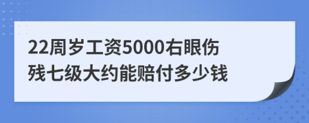 22周岁工资5000右眼伤残七级大约能赔付多少钱