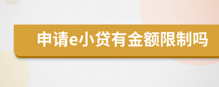 申请e小贷有金额限制吗