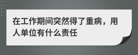 在工作期间突然得了重病，用人单位有什么责任