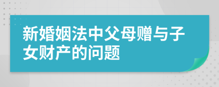 新婚姻法中父母赠与子女财产的问题