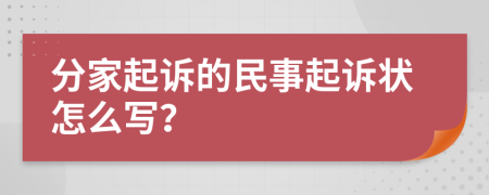 分家起诉的民事起诉状怎么写？