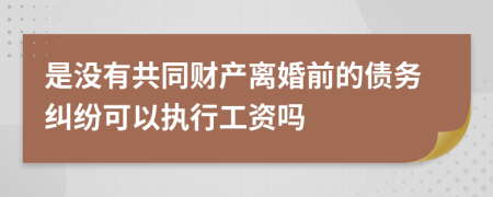 是没有共同财产离婚前的债务纠纷可以执行工资吗