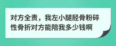 对方全责，我左小腿胫骨粉碎性骨折对方能陪我多少钱啊