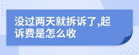 没过两天就拆诉了,起诉费是怎么收