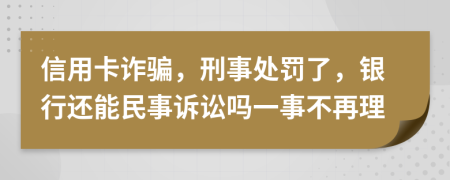 信用卡诈骗，刑事处罚了，银行还能民事诉讼吗一事不再理