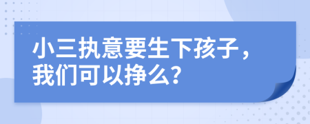 小三执意要生下孩子，我们可以挣么？