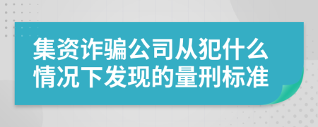 集资诈骗公司从犯什么情况下发现的量刑标准