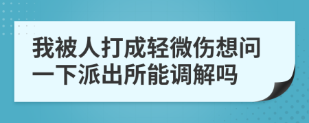 我被人打成轻微伤想问一下派出所能调解吗