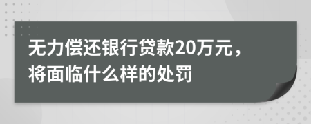 无力偿还银行贷款20万元，将面临什么样的处罚