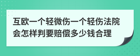 互欧一个轻微伤一个轻伤法院会怎样判要赔偿多少钱合理