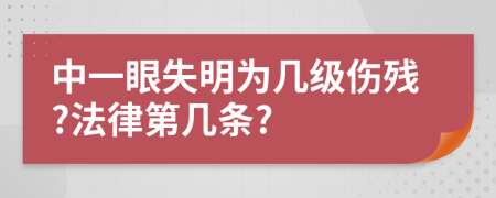 中一眼失明为几级伤残?法律第几条?