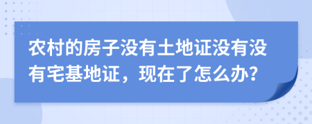 农村的房子没有土地证没有没有宅基地证，现在了怎么办？