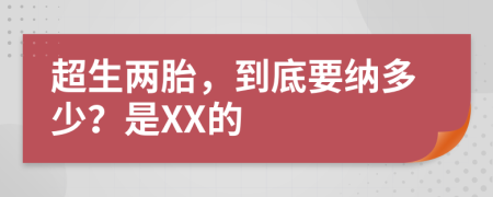 超生两胎，到底要纳多少？是XX的