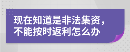 现在知道是非法集资，不能按时返利怎么办