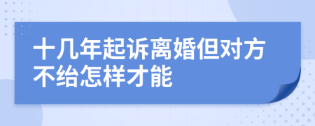 十几年起诉离婚但对方不绐怎样才能
