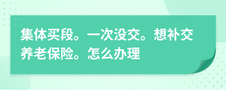 集体买段。一次没交。想补交养老保险。怎么办理