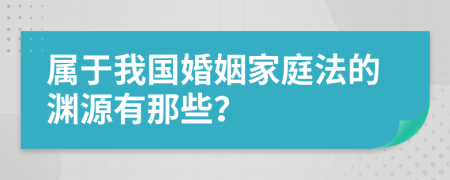 属于我国婚姻家庭法的渊源有那些？