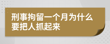 刑事拘留一个月为什么要把人抓起来