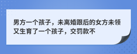 男方一个孩子，未离婚跟后的女方未领又生育了一个孩子，交罚款不