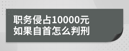 职务侵占10000元如果自首怎么判刑