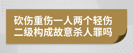 砍伤重伤一人两个轻伤二级构成故意杀人罪吗