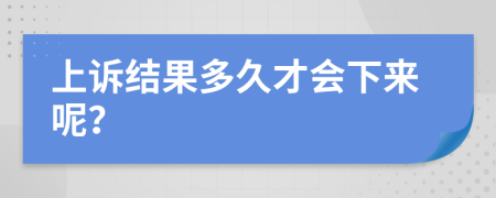 上诉结果多久才会下来呢？