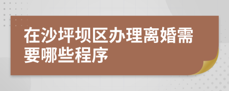 在沙坪坝区办理离婚需要哪些程序