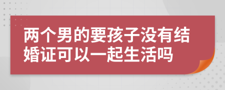 两个男的要孩子没有结婚证可以一起生活吗