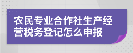 农民专业合作社生产经营税务登记怎么申报