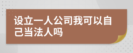 设立一人公司我可以自己当法人吗