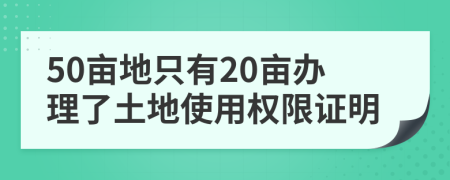 50亩地只有20亩办理了土地使用权限证明
