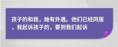 孩子的和我，她有外遇。他们已经同居，我起诉孩子的，要到我们起诉