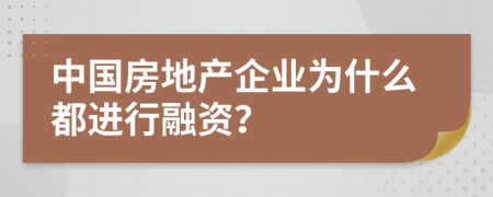 中国房地产企业为什么都进行融资？