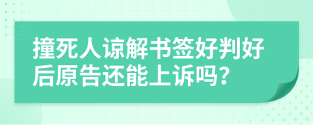 撞死人谅解书签好判好后原告还能上诉吗？