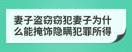 妻子盗窃窃犯妻子为什么能掩饰隐瞒犯罪所得