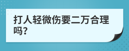 打人轻微伤要二万合理吗？