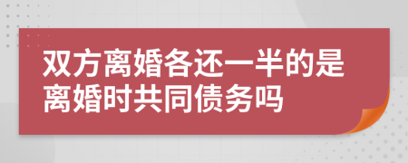 双方离婚各还一半的是离婚时共同债务吗