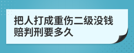 把人打成重伤二级没钱赔判刑要多久