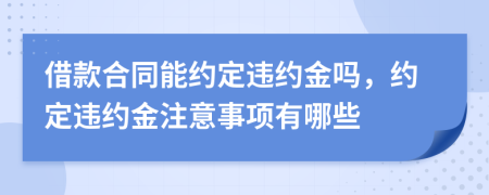 借款合同能约定违约金吗，约定违约金注意事项有哪些