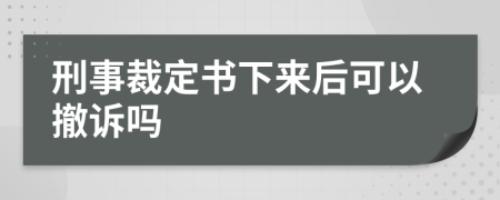 刑事裁定书下来后可以撤诉吗