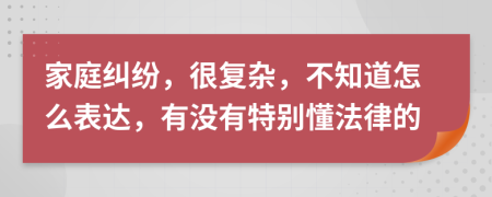 家庭纠纷，很复杂，不知道怎么表达，有没有特别懂法律的