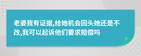 老婆我有证据,给她机会回头她还是不改,我可以起诉他们要求赔偿吗