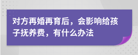 对方再婚再育后，会影响给孩子抚养费，有什么办法